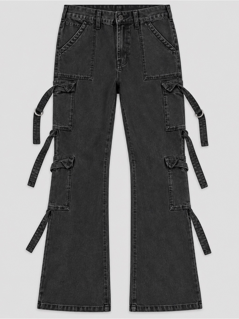 VIP Jeans Black Y2K Cargo Flare Jeans Size 3/26